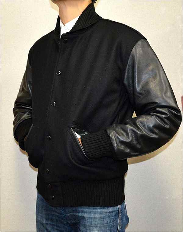 ALL BLACK DeLONG ブラック 黒 無地 デロング スタジャン スタジャン 