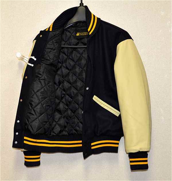 MILITARY NAVY+NATURAL DeLONG ネイビー紺 無地 スタジャン スタジャン 