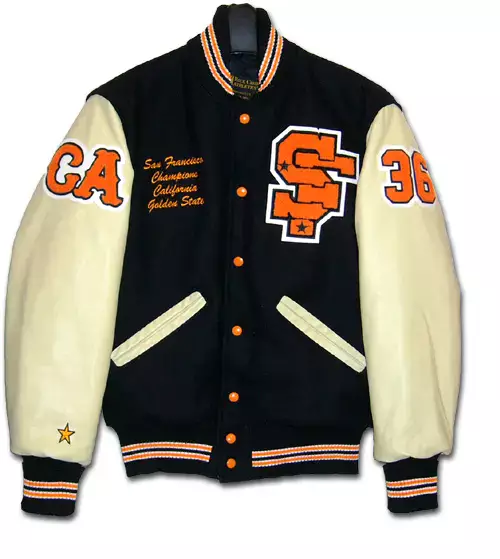 1984年製　Free & easy 懸賞　スタジャン　delong 90s DeLONG レザー袖 スタジャン ワインレッド×ホワイト×ネイビー【38